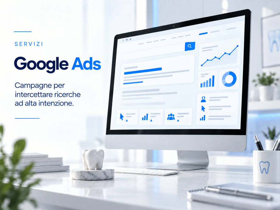 Interfaccia di una campagna Google Ads per studio dentistico