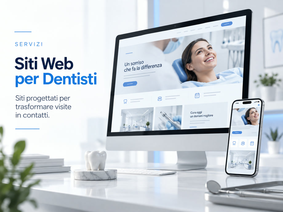 Sito web di uno studio dentistico visualizzato su desktop e smartphone